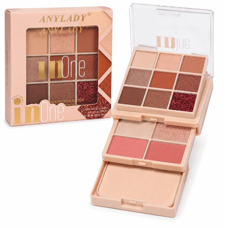 Me Now All in One Makeup Palette, 9 Color Eyeshadow with Highlighter Blusher Powder, Compact Travel Face Kit, Warm Nude Matte Shimmer Glitter Shades, Shade (02) - Image 1