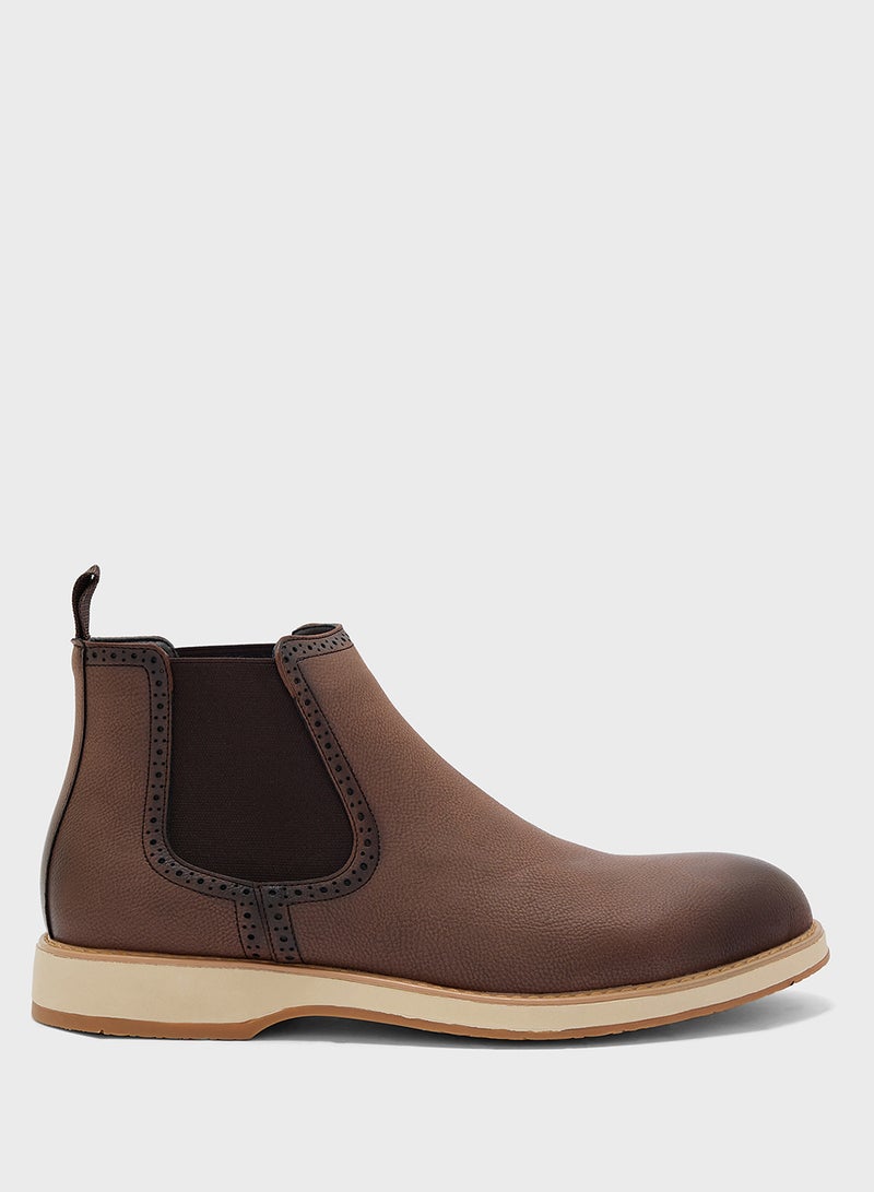 Robert Wood Brogue Detail Chelsea Boots  - Image 1