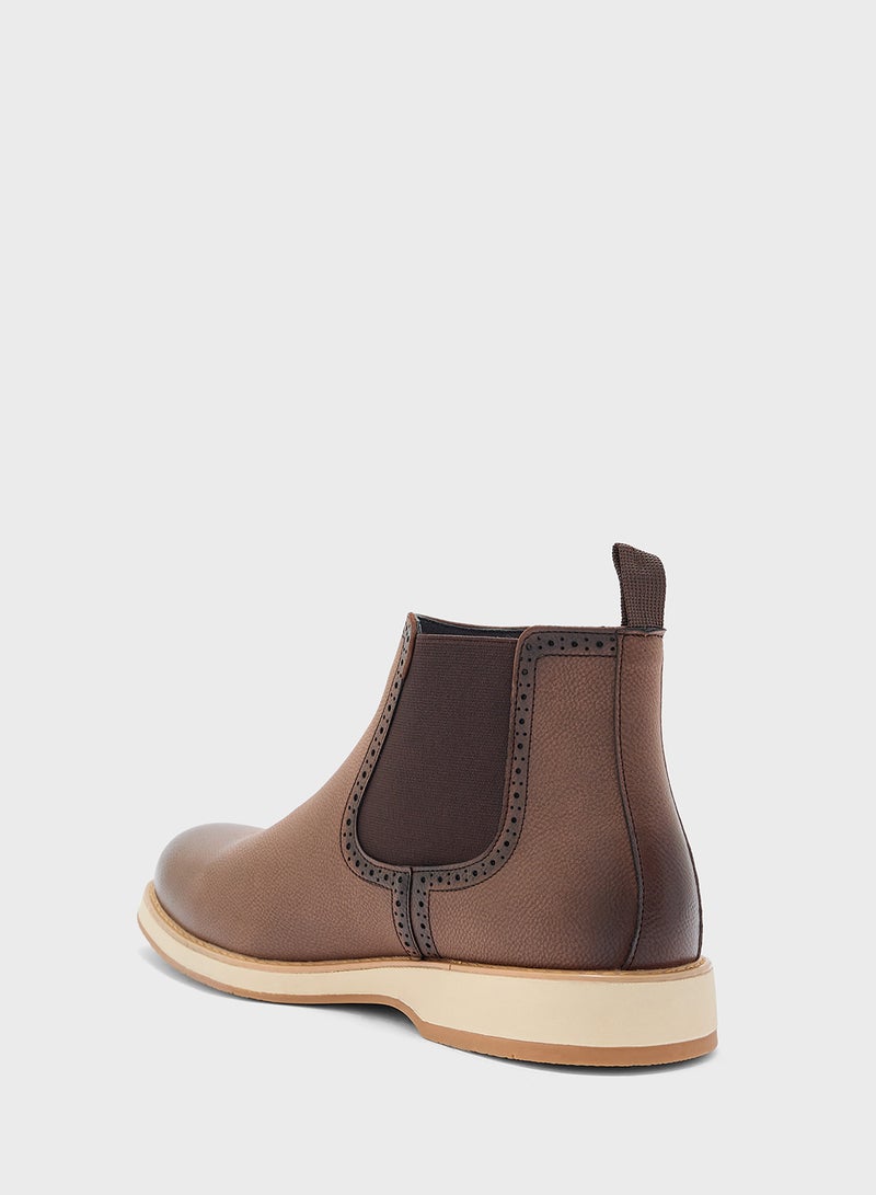 Robert Wood Brogue Detail Chelsea Boots  - Image 3