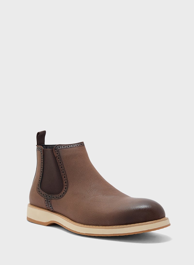 Robert Wood Brogue Detail Chelsea Boots  - Image 2