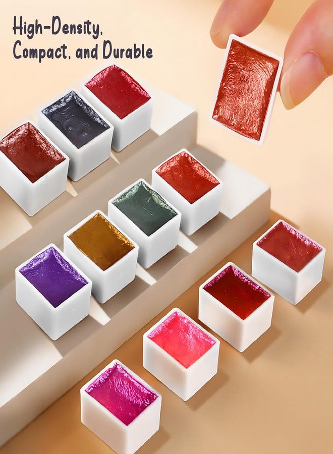The Crafthives Shimmer Solid Watercolor Set | 6 Macaron Colors | Metallic Pearl Finish Paints for Artists, Students & Hobbyists | Ideal for Brush Painting, Calligraphy & DIY Art Projects - Image 3