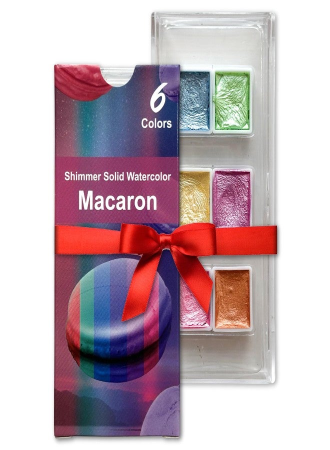 The Crafthives Shimmer Solid Watercolor Set | 6 Macaron Colors | Metallic Pearl Finish Paints for Artists, Students & Hobbyists | Ideal for Brush Painting, Calligraphy & DIY Art Projects - Image 2