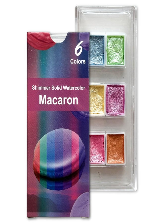 The Crafthives Shimmer Solid Watercolor Set | 6 Macaron Colors | Metallic Pearl Finish Paints for Artists, Students & Hobbyists | Ideal for Brush Painting, Calligraphy & DIY Art Projects - Image 1