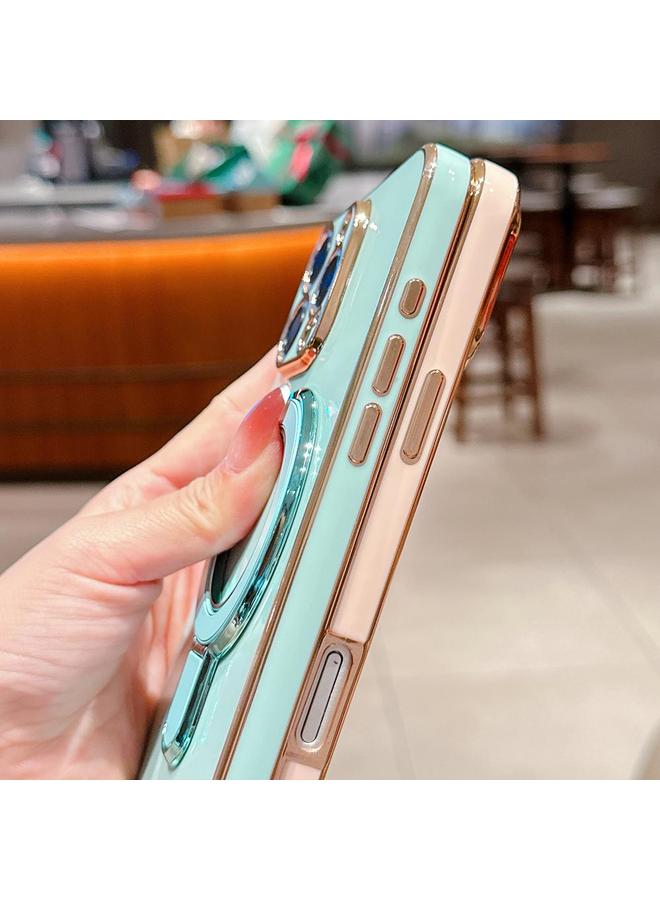 S-TOP Case For iPhone 16 Pro Max Solid Color Electroplated Metal Holder Phone Case - Image 4