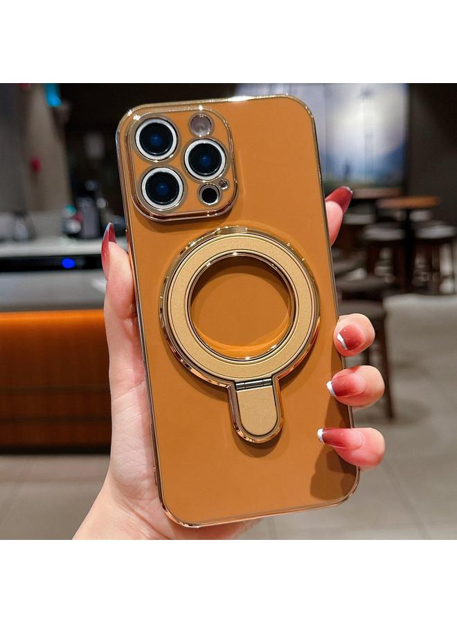 S-TOP Case For iPhone 16 Pro Max Solid Color Electroplated Metal Holder Phone Case - Image 1
