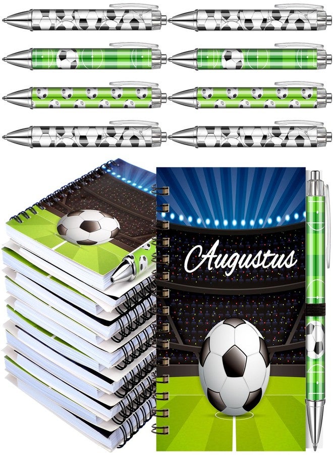 Resurhang 24 Pcs 12 Sets Soccer Party Favors Birthday Supplies School Stationery Bulk 5.5 x 4.3'' Soccer Spiral Notebook Ballpoint Pens for Coaching Supplies Coach Gift Team Party Players Sports Lover - Image 1