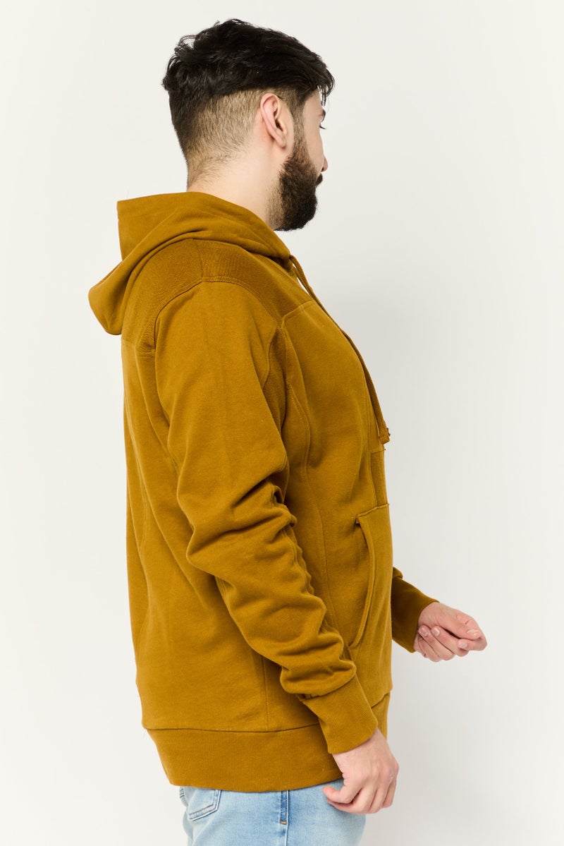 KANGOL سويت شيرت رجالي بقلنسوة وشعار مطرز بأكمام طويلة، زيتوني داكن - Image 3