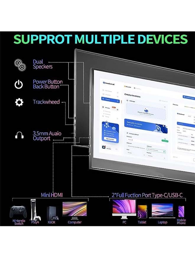 Portable Monitor 15.6inch 1080P FHD USB-C, HDMI Computer Display HDR IPS Gaming Monitor