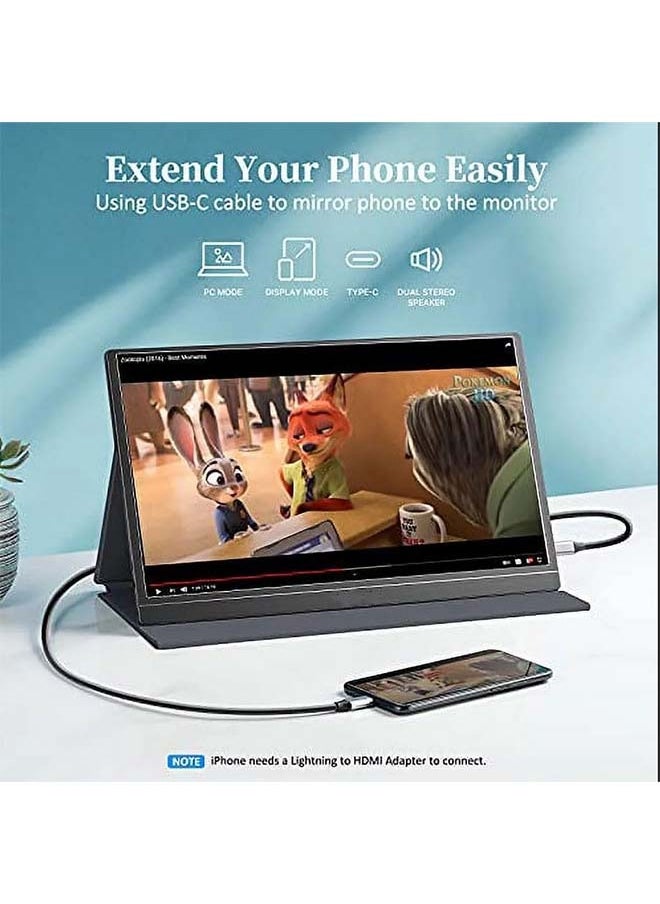 Portable Monitor 15.6inch 1080P FHD USB-C, HDMI Computer Display HDR IPS Gaming Monitor