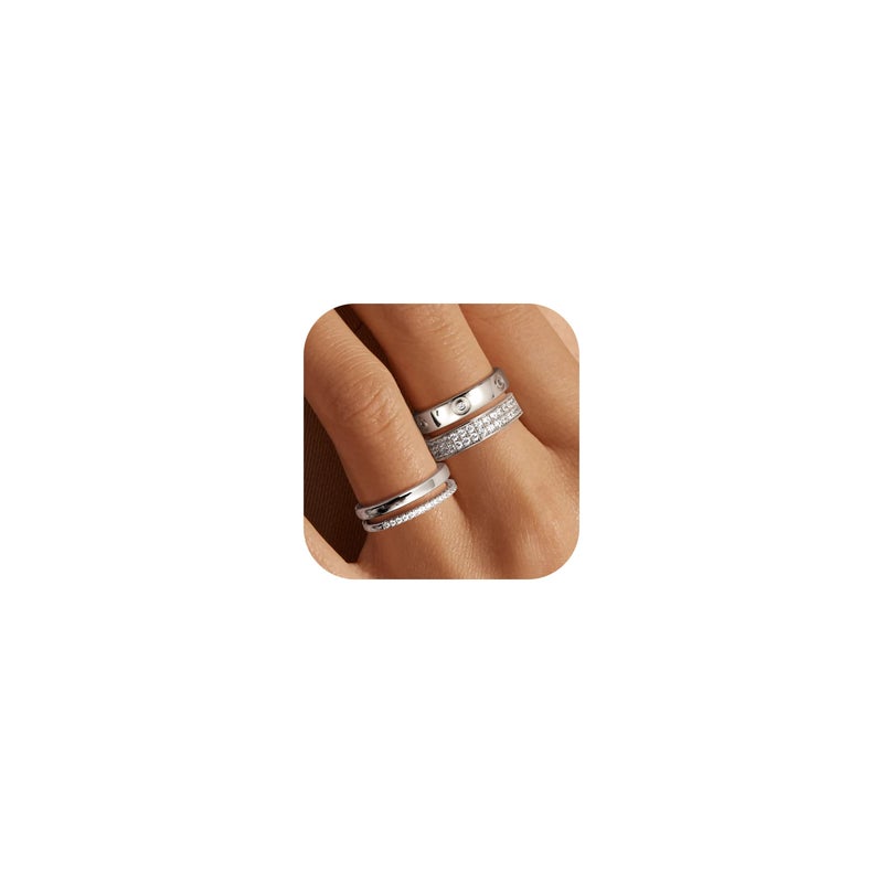 THUNARAZ 18K Gold Plated Dainty Stacked Rings Women Stackable Fashion Ring Sets for Women Cubic Zirconia Thumb Finger Rings Non Tarnish Wedding Band Stacking Rings Jewelry 7 - Image 1