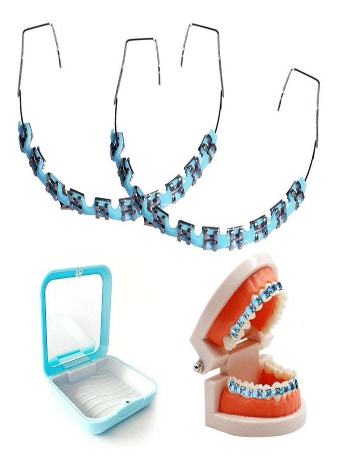 Ceonam Dental Fake Braces for Teeth with Storage Case, Orthodontic Temporary Tooth Wire Braces with Metal Brackets and Arch Wire, Teaching Demonstration Model, Practice Aid, Educational Display (Blue - Image 1