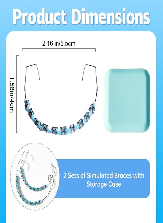 Ceonam Dental Fake Braces for Teeth with Storage Case, Orthodontic Temporary Tooth Wire Braces with Metal Brackets and Arch Wire, Teaching Demonstration Model, Practice Aid, Educational Display (Blue - Image 2
