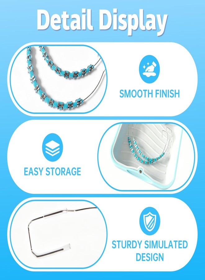 Ceonam Dental Fake Braces for Teeth with Storage Case, Orthodontic Temporary Tooth Wire Braces with Metal Brackets and Arch Wire, Teaching Demonstration Model, Practice Aid, Educational Display (Blue - Image 3