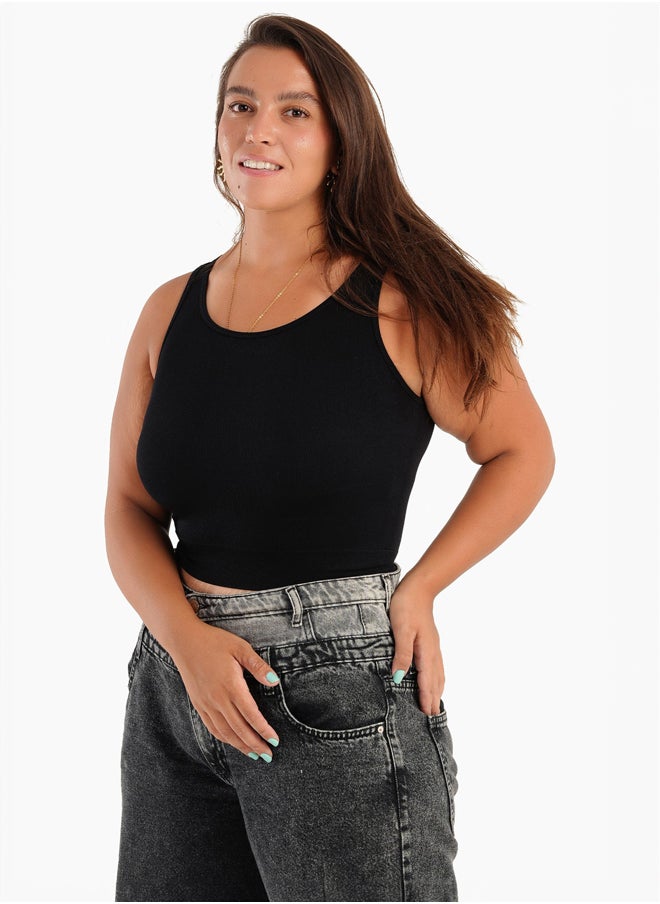 Clue Sleeveless Ribbed Crop Top  - Image 2