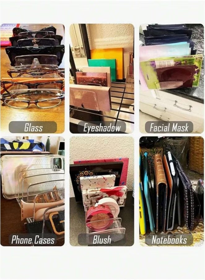2-Pieces Makeup Organizer, Eyeshadow Storage Holder, Acrylic Cosmetic Organizer for Bathroom Countertops, Cabinets, 7 Sections (Clear) - Image 3