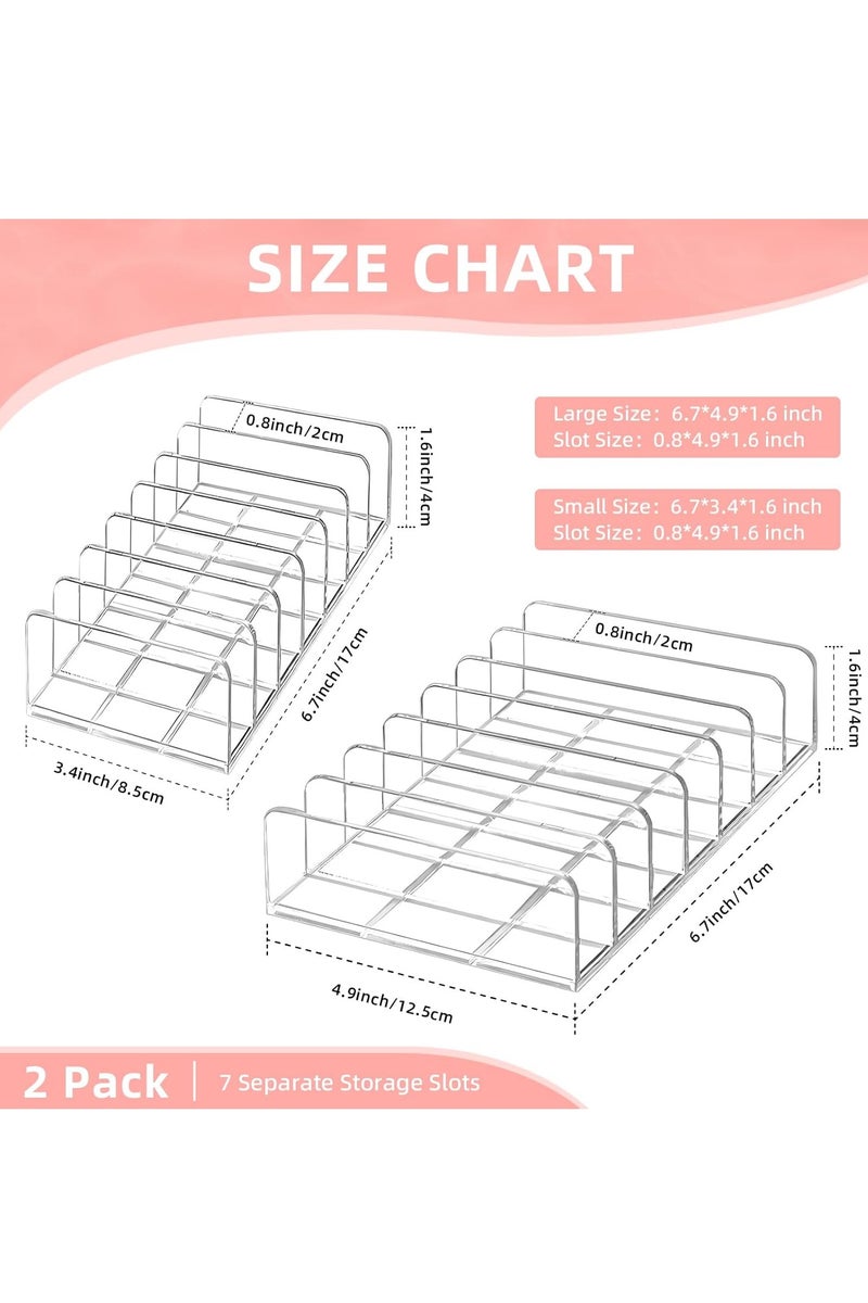 2-Pieces Makeup Organizer, Eyeshadow Storage Holder, Acrylic Cosmetic Organizer for Bathroom Countertops, Cabinets, 7 Sections (Clear) - Image 2