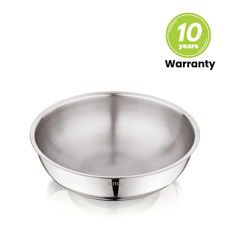 Allo Allo Triply Stainless Steel Tasla|Ideal Tasla for Curry/Stir-Fry/Deep-Fry/DryVeg/Sauté Induction Friendly, Heavy Base Kadhai Naturally Non-Stick | 10 Years Warranty 20cm, 1.5 litres  - Image 4