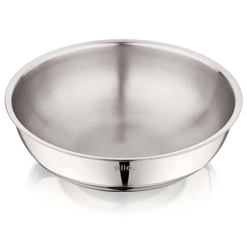 Allo Allo Triply Stainless Steel Tasla|Ideal Tasla for Curry/Stir-Fry/Deep-Fry/DryVeg/Sauté Induction Friendly, Heavy Base Kadhai Naturally Non-Stick | 10 Years Warranty 20cm, 1.5 litres  - Image 1