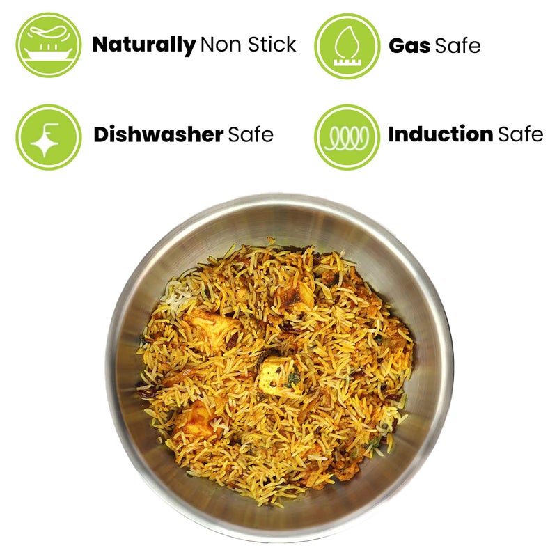 Allo Allo Triply Stainless Steel Tasla|Ideal Tasla for Curry/Stir-Fry/Deep-Fry/DryVeg/Sauté Induction Friendly, Heavy Base Kadhai Naturally Non-Stick | 10 Years Warranty 20cm, 1.5 litres  - Image 3