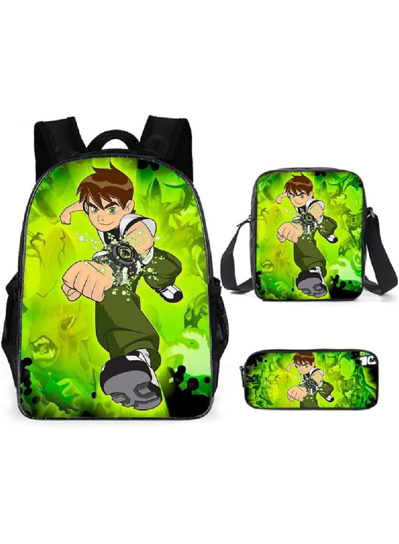 Children's leisure load reducing large capacity printed backpack for elementary school students, 3-piece set - Image 1
