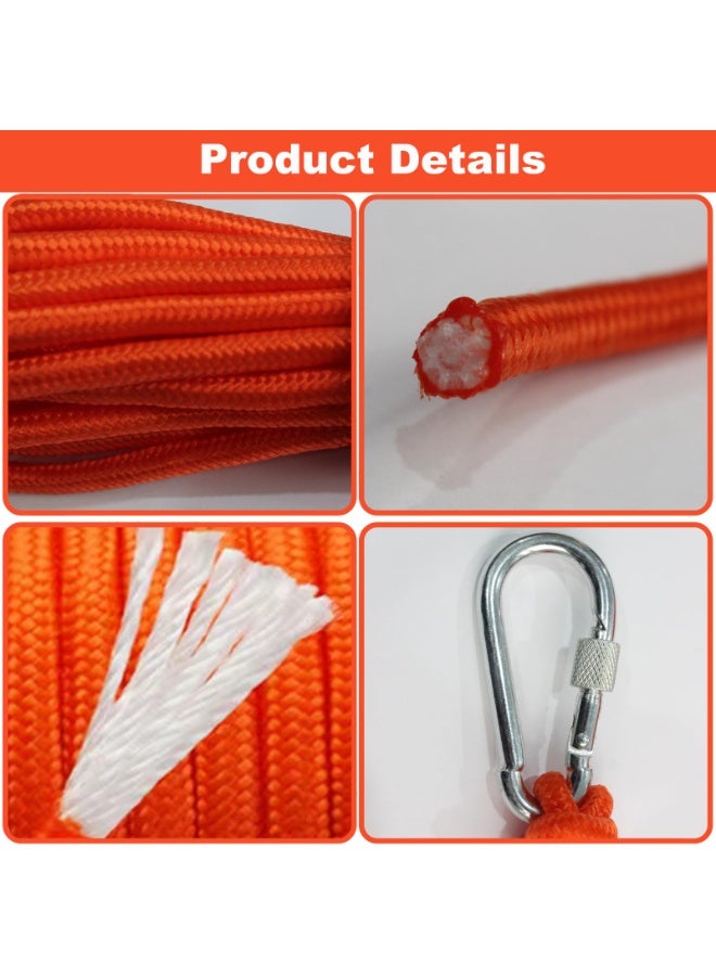 10 m Floating Rope Anchor Mooring Rope Multifunction Rope 6 mm Kayak Canoe Tow Throw Line with Aluminum D-ring Locking Carabiner for Boat Camping Hiking Awning Tent Canopy - Image 2