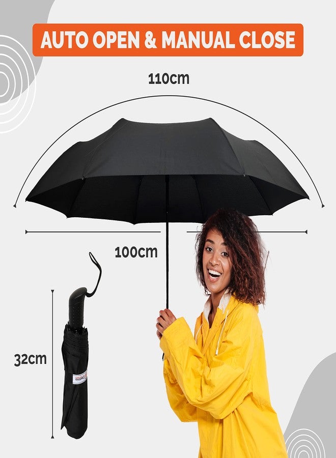 Destinio auto open manual close umbrella, 21 inch, umbrella for men, 3 fold umbrella for women, Small umbrella 3 fold, Portable & Folding umbrella for women, men, kids for travel (black, 21 inch) - Image 4