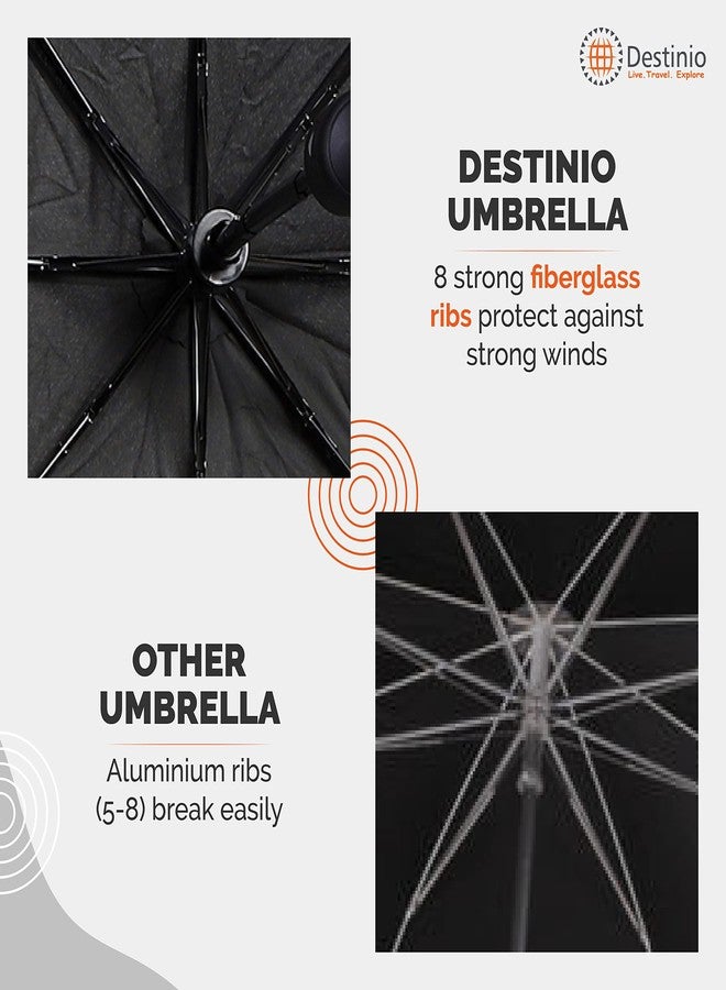 Destinio auto open manual close umbrella, 21 inch, umbrella for men, 3 fold umbrella for women, Small umbrella 3 fold, Portable & Folding umbrella for women, men, kids for travel (black, 21 inch) - Image 5