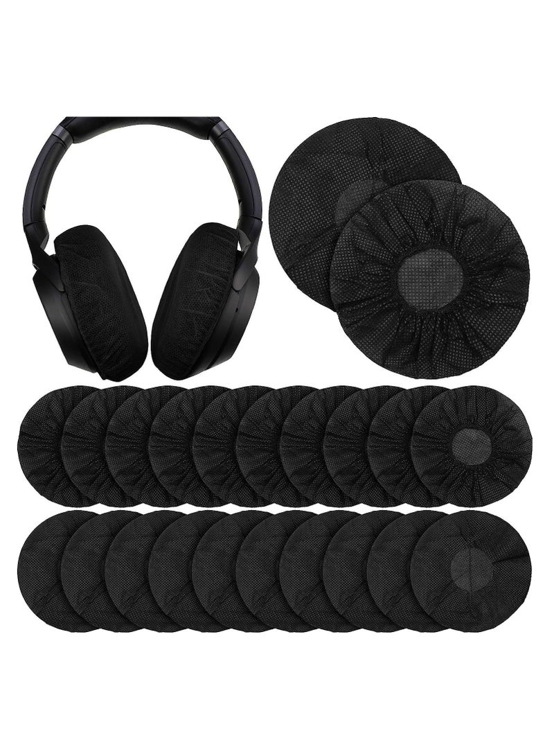 SYOSI Disposable Headphone Covers Non-Woven Sanitary Headphone Ear Covers Black Fabric Headset Covers Ear Pad Covers for Headphones Dust-Proof Sanitary Headset Ear Pads 10-12cm 100 Pieces Black - Image 1