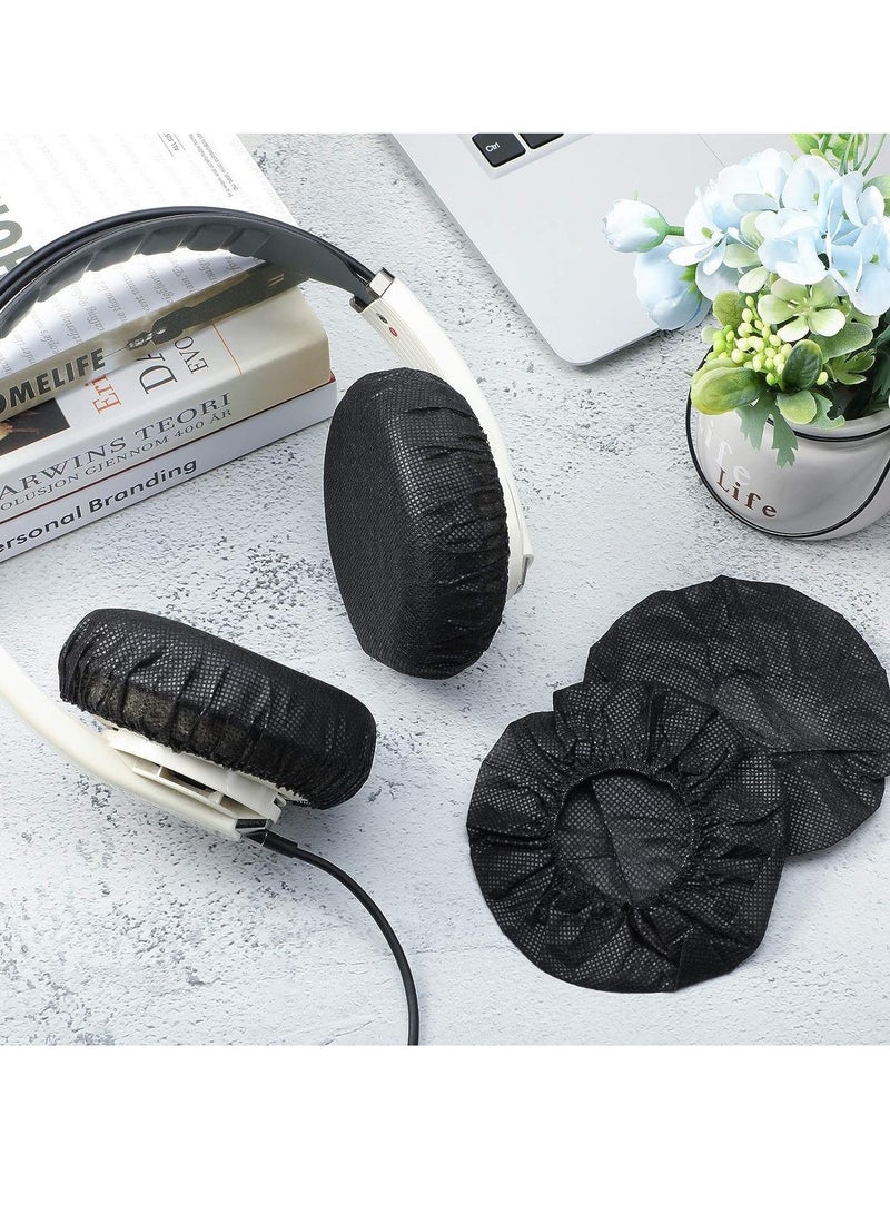 SYOSI Disposable Headphone Covers Non-Woven Sanitary Headphone Ear Covers Black Fabric Headset Covers Ear Pad Covers for Headphones Dust-Proof Sanitary Headset Ear Pads 10-12cm 100 Pieces Black - Image 2