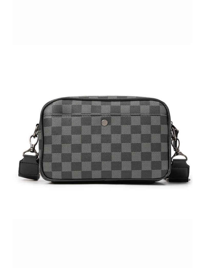 Casual Checkered Crossbody Bag Unisex Shoulder Bag Daily Travel Messenger Bag Fashionable Lightweight Bag Gift for Men Women - Image 2