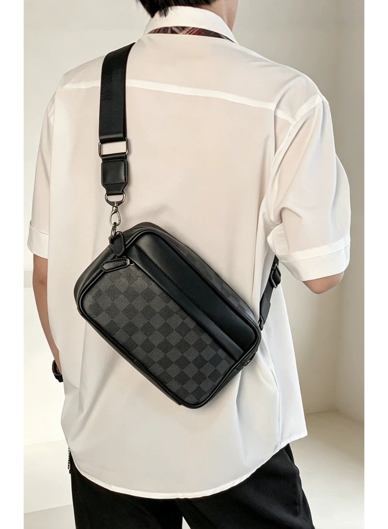 Casual Checkered Crossbody Bag Unisex Shoulder Bag Daily Travel Messenger Bag Fashionable Lightweight Bag Gift for Men Women - Image 4