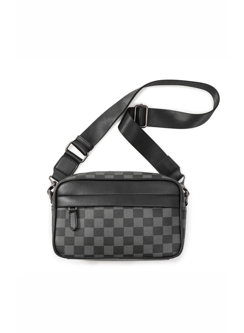 Casual Checkered Crossbody Bag Unisex Shoulder Bag Daily Travel Messenger Bag Fashionable Lightweight Bag Gift for Men Women - Image 1