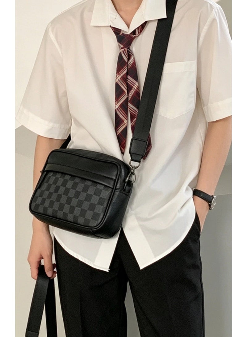 Casual Checkered Crossbody Bag Unisex Shoulder Bag Daily Travel Messenger Bag Fashionable Lightweight Bag Gift for Men Women - Image 2