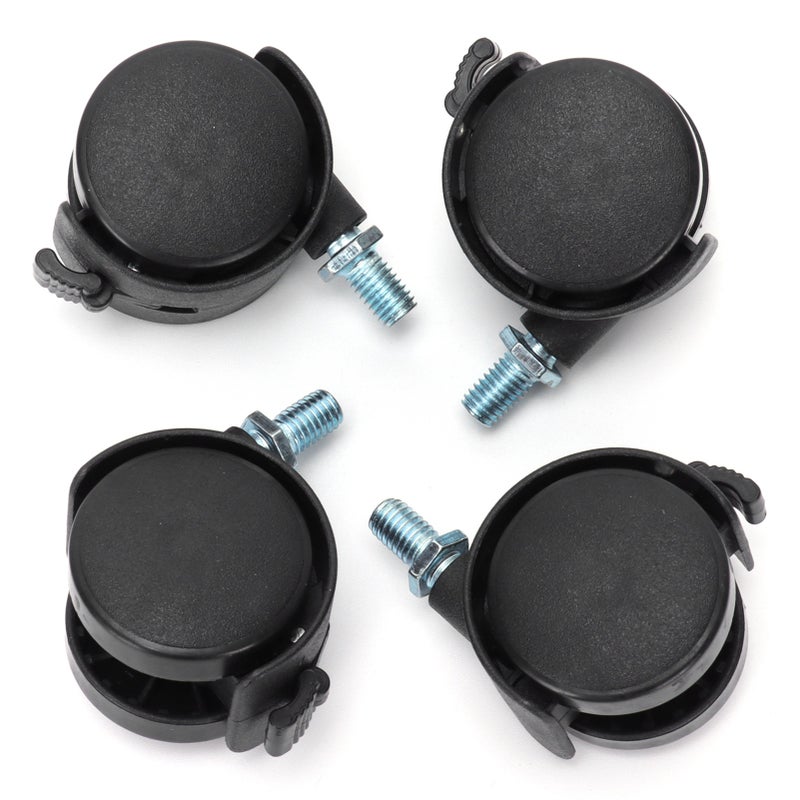 4Pcs PU Casters with Brake 1.5in Universal Wheel for Cabinet Bookshelf Trolley Black - Image 2