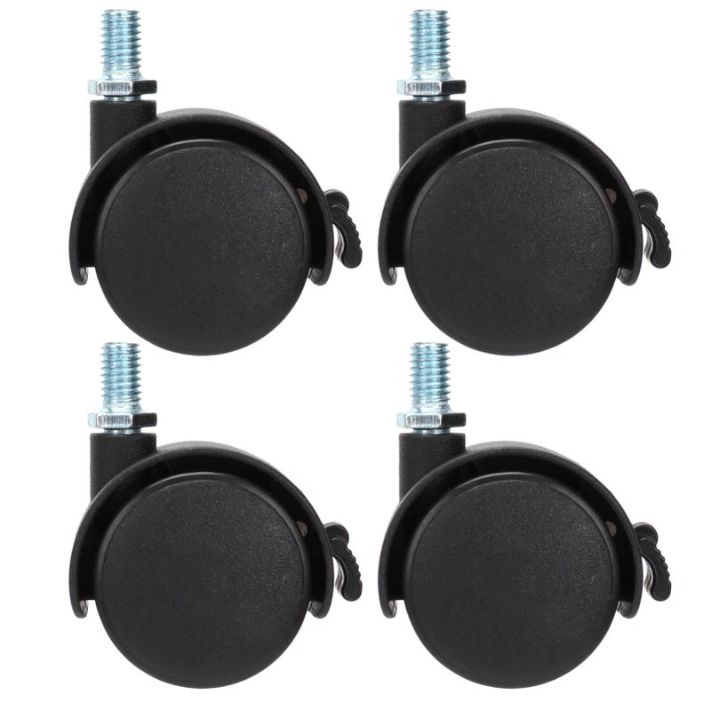 4Pcs PU Casters with Brake 1.5in Universal Wheel for Cabinet Bookshelf Trolley Black - Image 1