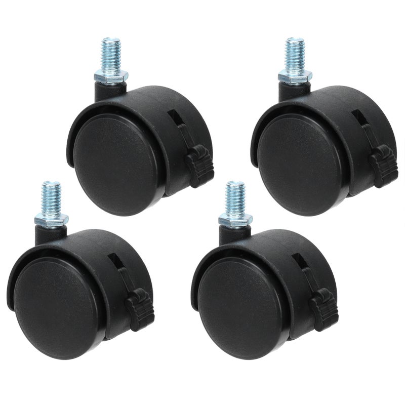4Pcs PU Casters with Brake 1.5in Universal Wheel for Cabinet Bookshelf Trolley Black - Image 5