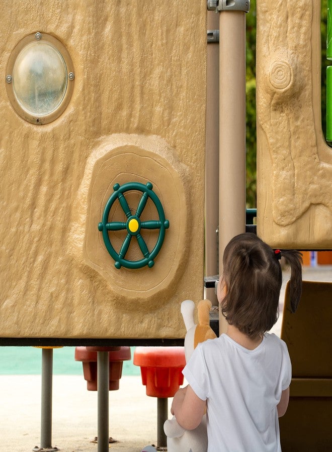 PLAYBERG Green and Yellow Outdoor Playground Captain Pirate Ship Wheel, Plastic Playground Swing Set Accessories Steering Wheel - Image 5