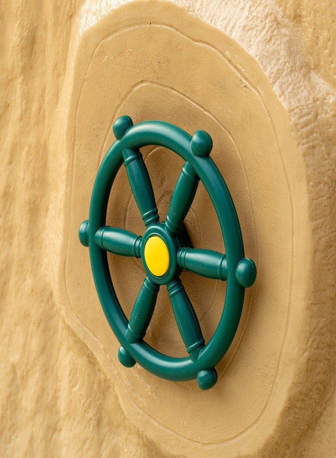 PLAYBERG Green and Yellow Outdoor Playground Captain Pirate Ship Wheel, Plastic Playground Swing Set Accessories Steering Wheel - Image 4