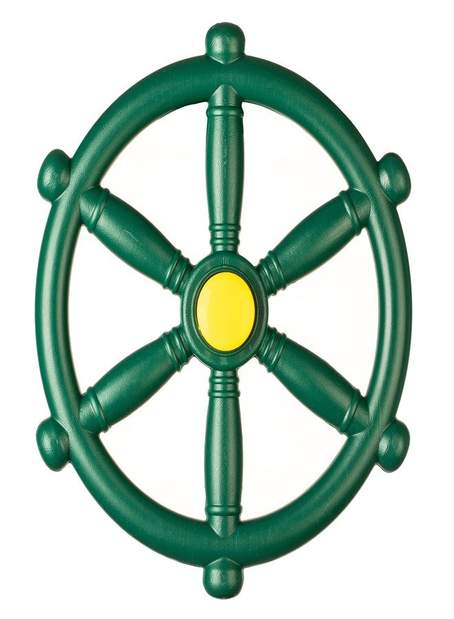 PLAYBERG Green and Yellow Outdoor Playground Captain Pirate Ship Wheel, Plastic Playground Swing Set Accessories Steering Wheel - Image 1