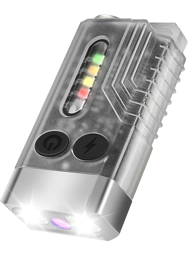 promass Small Powerful Flashlight with 365nm UV Black Light - Super Bright 1000 LM, USB C Rechargeable LED Keychain Flash Light with COB Side Light, Magnet Buzzer- 12 Modes, IPX4 Pocket Flashlight - Image 1