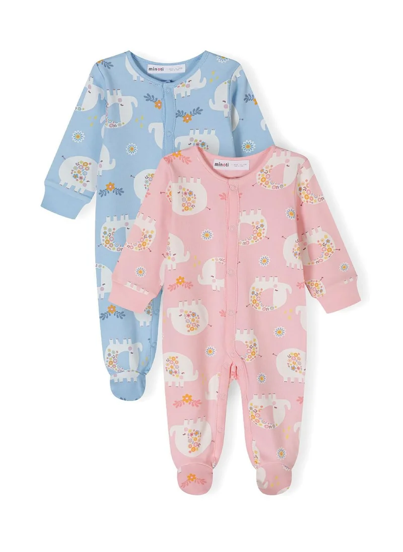 MINOTI Baby 2 Pack Long Sleeve Sleepsuits