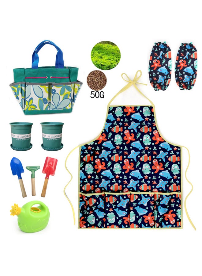 مجموعة أدوات البستنة للأطفال، مجموعة أدوات البستنة وزراعة الحدائق ومجرفة رملية للشاطئ، ألعاب الحديقة - اللون: مجموعة أدوات البستنة مكونة من 11 قطعة TQ120807 - Image 4