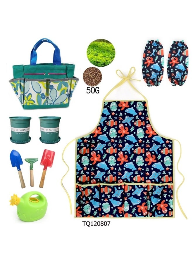 مجموعة أدوات البستنة للأطفال، مجموعة أدوات البستنة وزراعة الحدائق ومجرفة رملية للشاطئ، ألعاب الحديقة - اللون: مجموعة أدوات البستنة مكونة من 11 قطعة TQ120807 - Image 1