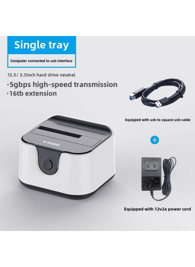 Generic GODO Mechanical Hard Disk External Box 2.5/3.5 Inch Universal Reader Usb3.0 Mobile Hard Disk Box Base-Color:Fashion Model-single Plate White PD01  - Image 1