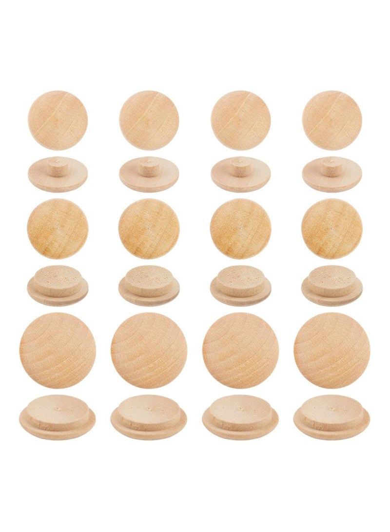 150 Pcs 3 Sizes Furniture Buttons Round Wood Button Plugs Unfinished Mushroom Wooden Screw Hole Button Hardwood Plug Caps for Locking Craft Decoration Woodworking 7MM 15MM 20MM - Image 1