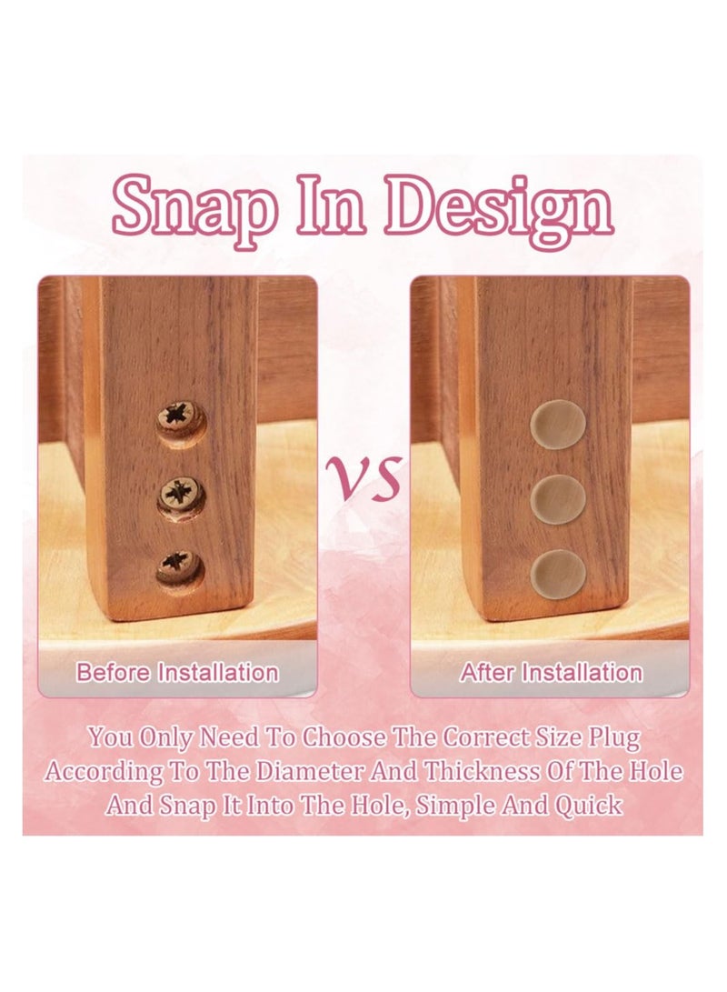 150 Pcs 3 Sizes Furniture Buttons Round Wood Button Plugs Unfinished Mushroom Wooden Screw Hole Button Hardwood Plug Caps for Locking Craft Decoration Woodworking 7MM 15MM 20MM - Image 5