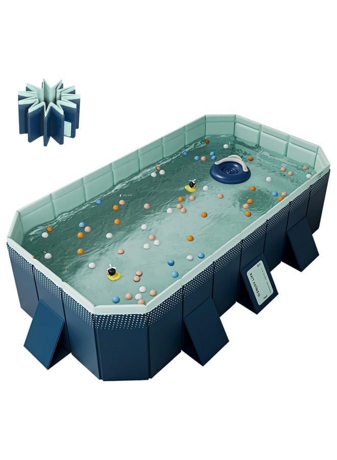 GGEROU Folding Swimming Pool,Non-Inflatable Swimming Pool,Children Pool,Oversized Family Pool,Portable Swimming Pool,for Indoor, Outdoor,Garden,Summer Water Party 210 * 140 * 55cm - Image 1