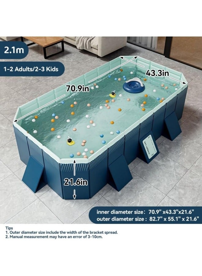 GGEROU Folding Swimming Pool,Non-Inflatable Swimming Pool,Children Pool,Oversized Family Pool,Portable Swimming Pool,for Indoor, Outdoor,Garden,Summer Water Party 210 * 140 * 55cm - Image 2