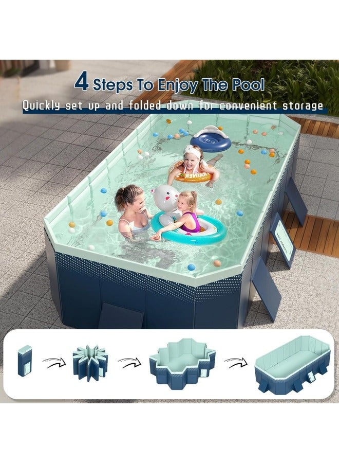 GGEROU Folding Swimming Pool,Non-Inflatable Swimming Pool,Children Pool,Oversized Family Pool,Portable Swimming Pool,for Indoor, Outdoor,Garden,Summer Water Party 210 * 140 * 55cm - Image 3