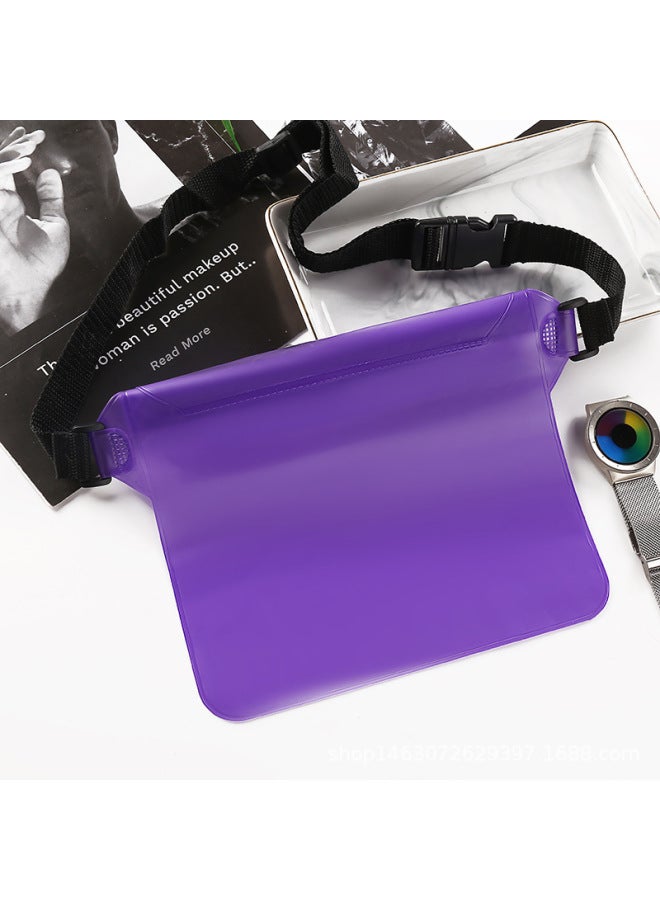 Generic Can Be A Generation Of Large-capacity Waist Satchel Swimming Wallet Swimming Drifting Three-layer Sealed Waterproof Waist Bag-Color:Purple  - Image 1